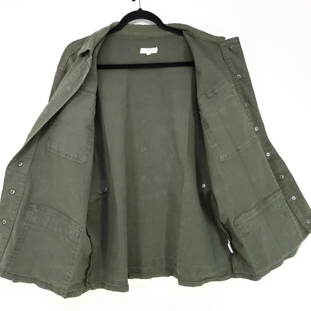 Good American Utility Jacket Size 3 Army Green Front Pockets Snap Button UP - Picture 7 of 11